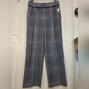 A New Day Women’s Gray Plaid High-Rise Straight Leg Trousers w/ Belt – Size 10